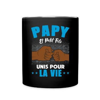 papy petit fils unis pour la vie check humour - Mug uni - noir - Devant