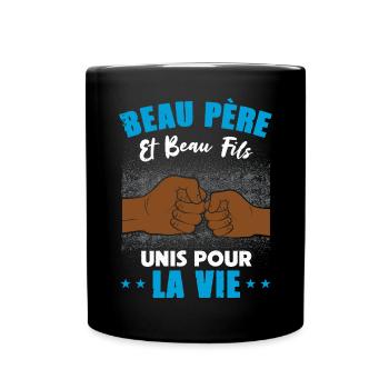 Cadeau beau père beau fils unis pour la vie check - Mug uni - noir - Devant