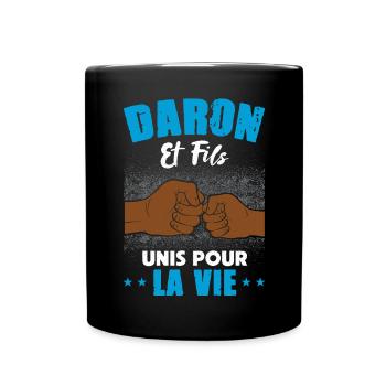 Daron fils unis pour la vie fête des pères check - Mug uni - noir - Devant