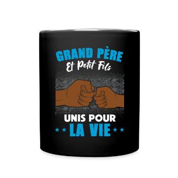 Papy et petit fils unis pour la vie fête des papy - Mug uni - noir - Devant