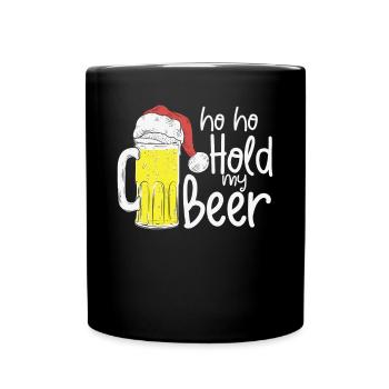 Ho Ho Hold My Beer Xmas in July Quote - Full Colour Mug - black - Front