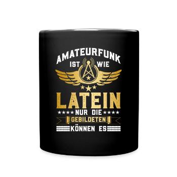 Amateurfunk Latein Funkamateur Funker - Tasse einfarbig - Schwarz - Vorne