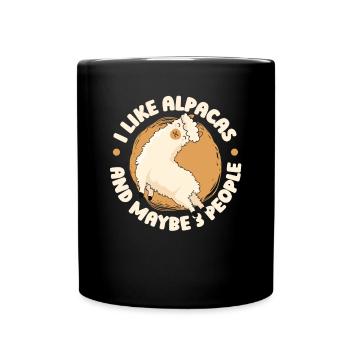 I Like Alpacas And Maybe 3 People Guanaco Llama - Full Colour Mug - black - Front