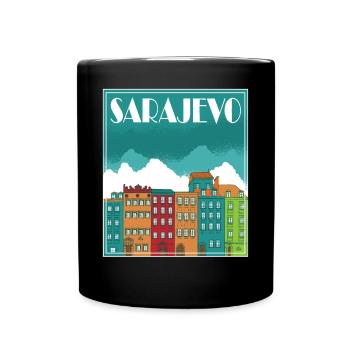 Sarajevo Landscape Vintage Art - Tasse einfarbig - Schwarz - Vorne