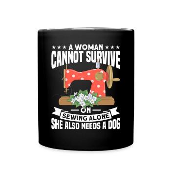 Sewing Stitching Machine Quilting Yarn Dog Mom Dog - Tasse einfarbig - Schwarz - Vorne