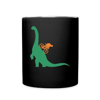 Dinosaur Mountain Bike Downhill Cycling Jersey MTB - Full Colour Mug - black - Front