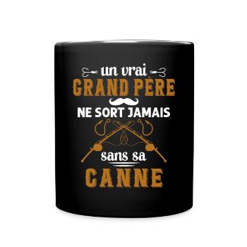 Un vrai Grand Père Pêcheur - Mug uni - noir - Devant