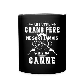 Un vrai Grand Père Pêcheur - Mug uni - noir - Devant