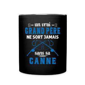 Un vrai Grand Père Pêcheur - Mug uni - noir - Devant