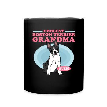 Boston Terrier Grandma | Hundebesitzer Geschenk - Tasse einfarbig - Schwarz - Vorne