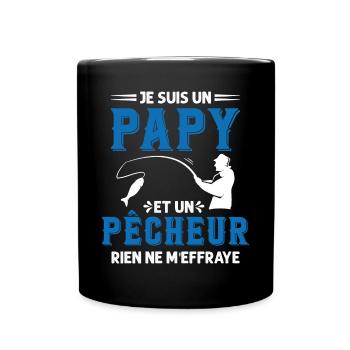 Papy Pêcheur Humour Fête des Grands Pères Noël - Mug uni - noir - Devant