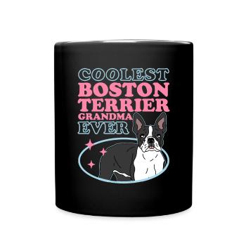 Boston Terrier Grandma Hundebesitzerin Geschenk - Tasse einfarbig - Schwarz - Vorne