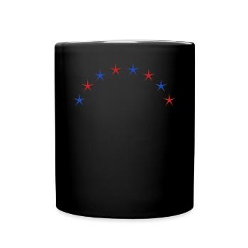 Half circle of stars with blue and red stars - Full Colour Mug - black - Front