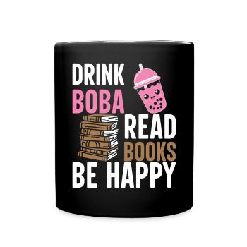 Bookaholic Life Powered By Tea Bubble Gifts Id - Full Colour Mug - black - Front