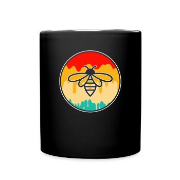 Biene Retro - Tasse einfarbig - Schwarz - Vorne