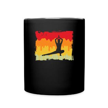 Yoga Retro - Tasse einfarbig - Schwarz - Vorne