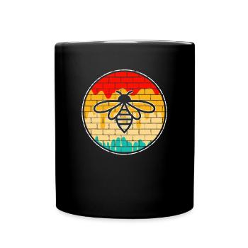 Biene Retro - Tasse einfarbig - Schwarz - Vorne