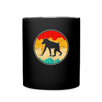 Affe Retro - Tasse einfarbig - Schwarz - Vorne