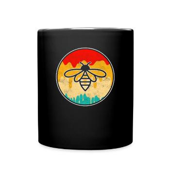 Biene Retro - Tasse einfarbig - Schwarz - Vorne