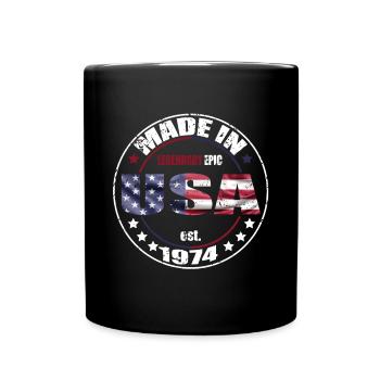Birthday Saying born USA 1974 - Full Colour Mug - black - Front