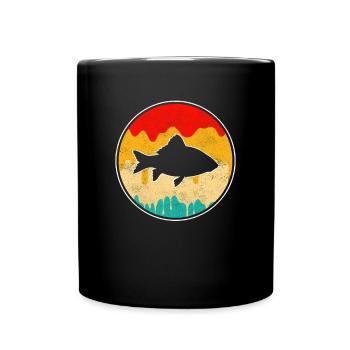 Fisch Retro - Tasse einfarbig - Schwarz - Vorne