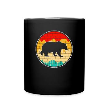 Bär Retro - Tasse einfarbig - Schwarz - Vorne