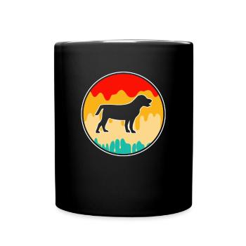 Hund Retro - Tasse einfarbig - Schwarz - Vorne