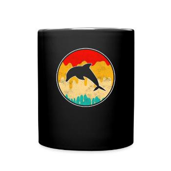 Delfin Retro - Tasse einfarbig - Schwarz - Vorne