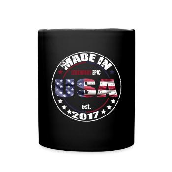 Geburtstag Spruch geboren USA 2017 - Tasse einfarbig - Schwarz - Vorne
