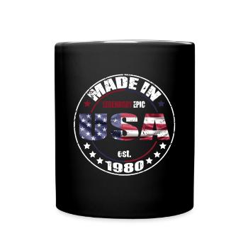 Birthday Saying born USA 1980 - Full Colour Mug - black - Front