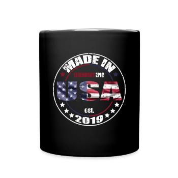 Geburtstag Spruch geboren USA 2019 - Tasse einfarbig - Schwarz - Vorne