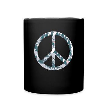 Peace Zeichen Taube Shirt Geschenk - Tasse einfarbig - Schwarz - Vorne