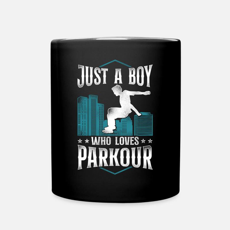 Parkour Free Running Traceur Boy - Full Colour Mug - black