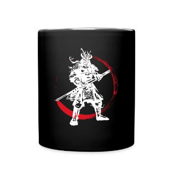 Samurai Japanese Warrior Blood Moon Design - Full Colour Mug - black - Front