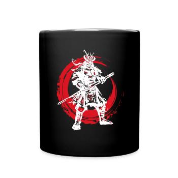 Samurai Japanese Warrior Blood Moon Design - Full Colour Mug - black - Front