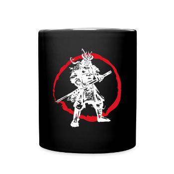 Samurai Japanese Warrior Blood Moon Design - Full Colour Mug - black - Front