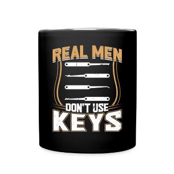 Les vrais hommes n’utilisent pas la serrure à clé - Mug uni - noir - Devant