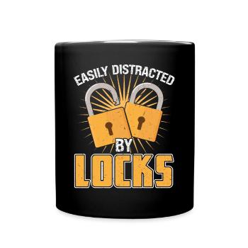 Easily distracted by locks | Lock Picking - Full Colour Mug - black - Front
