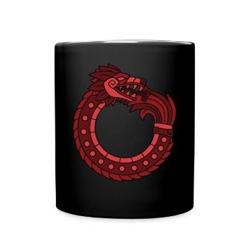 Quetzalcoatl Ouroboros Old Aztec Serpent Ma - Full Colour Mug - black - Front