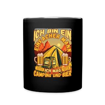Ich Bin Ein Einfacher Mann Ich Mag Camping Bier - Tasse einfarbig - Schwarz - Vorne