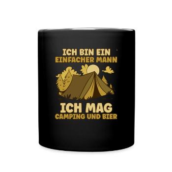 Ich Bin Ein Einfacher Mann Ich Mag Camping Bier - Tasse einfarbig - Schwarz - Vorne
