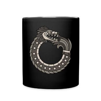 Quetzalcoatl Ouroboros Ancient Aztec serpent - Full Colour Mug - black - Front