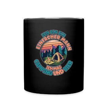Ich Bin Ein Einfacher Mann Ich Mag Camping Bier - Tasse einfarbig - Schwarz - Vorne