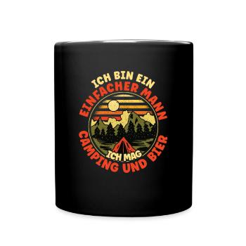 Ich Bin Ein Einfacher Mann Ich Mag Camping Bier - Tasse einfarbig - Schwarz - Vorne