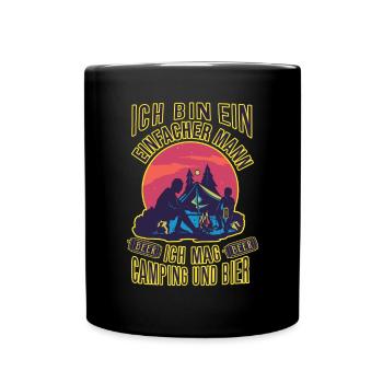 Ich Bin Ein Einfacher Mann Ich Mag Camping Bier - Tasse einfarbig - Schwarz - Vorne