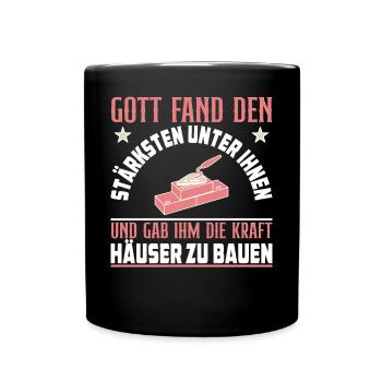 Maurer Lustige Sprüche - Tasse einfarbig - Schwarz - Vorne