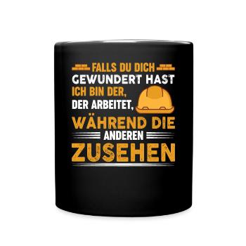 Maurer Lustige Sprüche - Tasse einfarbig - Schwarz - Vorne