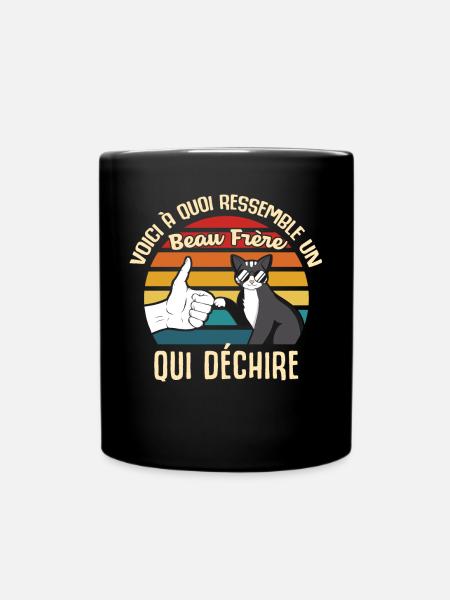 beau frère cadeau propriétaire chats lunettes cool - Mug uni - noir