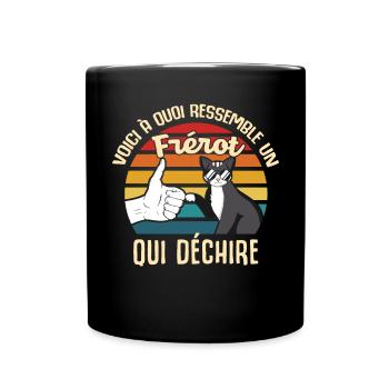 frérot cadeau propriétaire chats lunettes vintage - Mug uni - noir - Devant