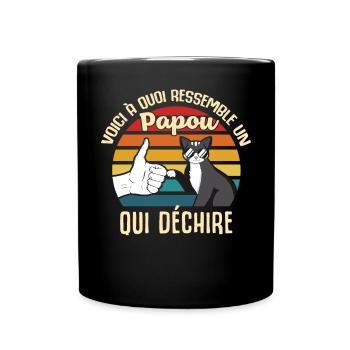 papou cadeau propriétaire chats lunettes cool - Mug uni - noir - Devant